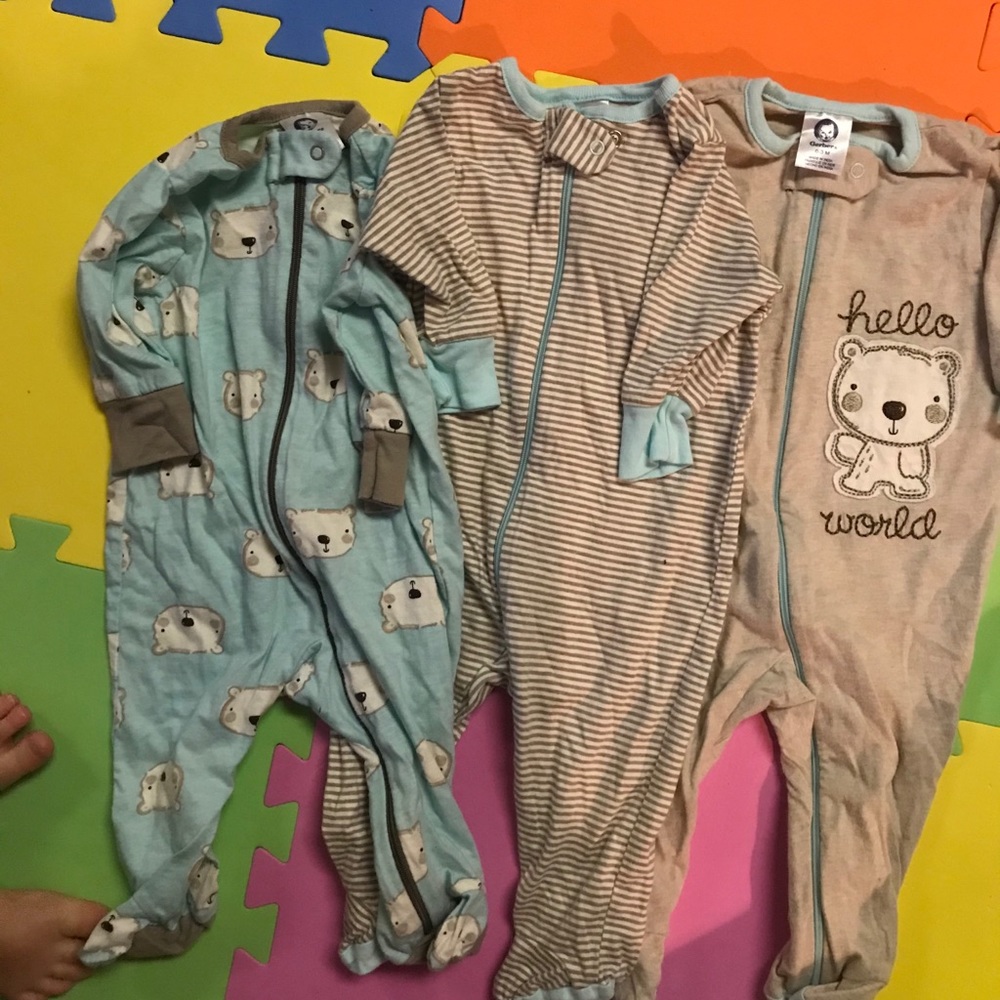 🌎🐻0-3mo 3ea cotton sleep & play w/ footies 🌎🐻